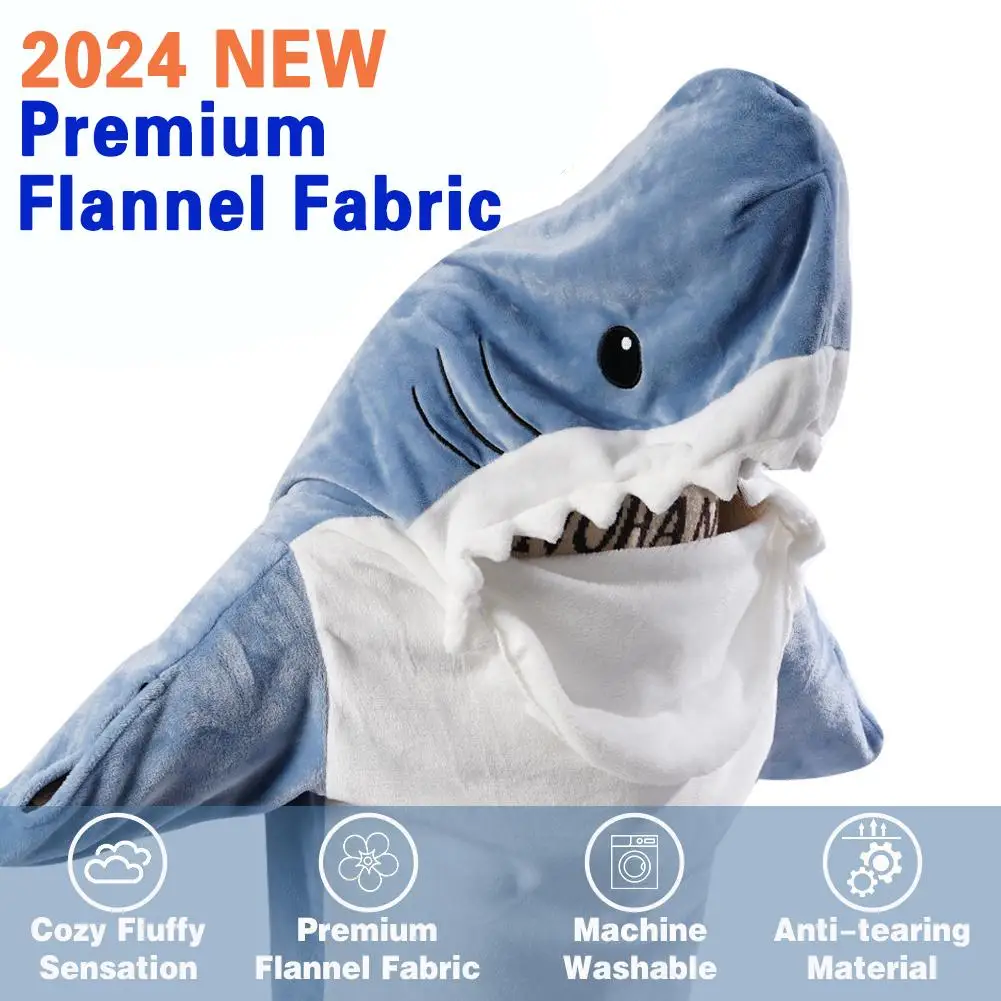 Winter New Shark One-Piece Pajamas Cartoon Animal Sleeping Bag Home Wear Warm Leisure Men And Women Trend Pajamas Shark Clothes