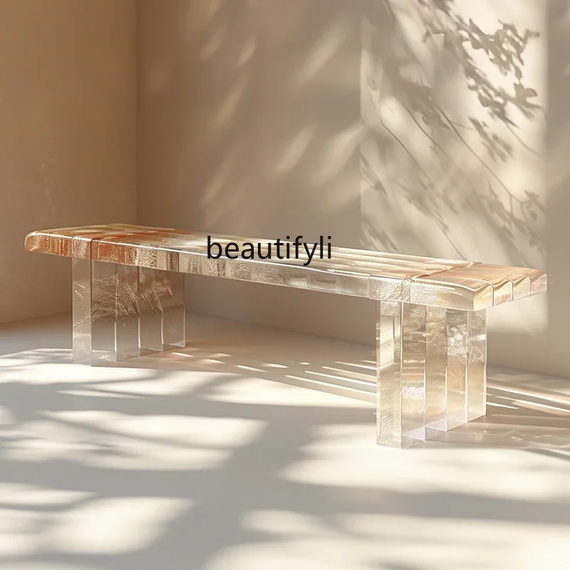 

Transparent resin designer furniture clothing store rest stool hotel clubhouse hot spring resort bench