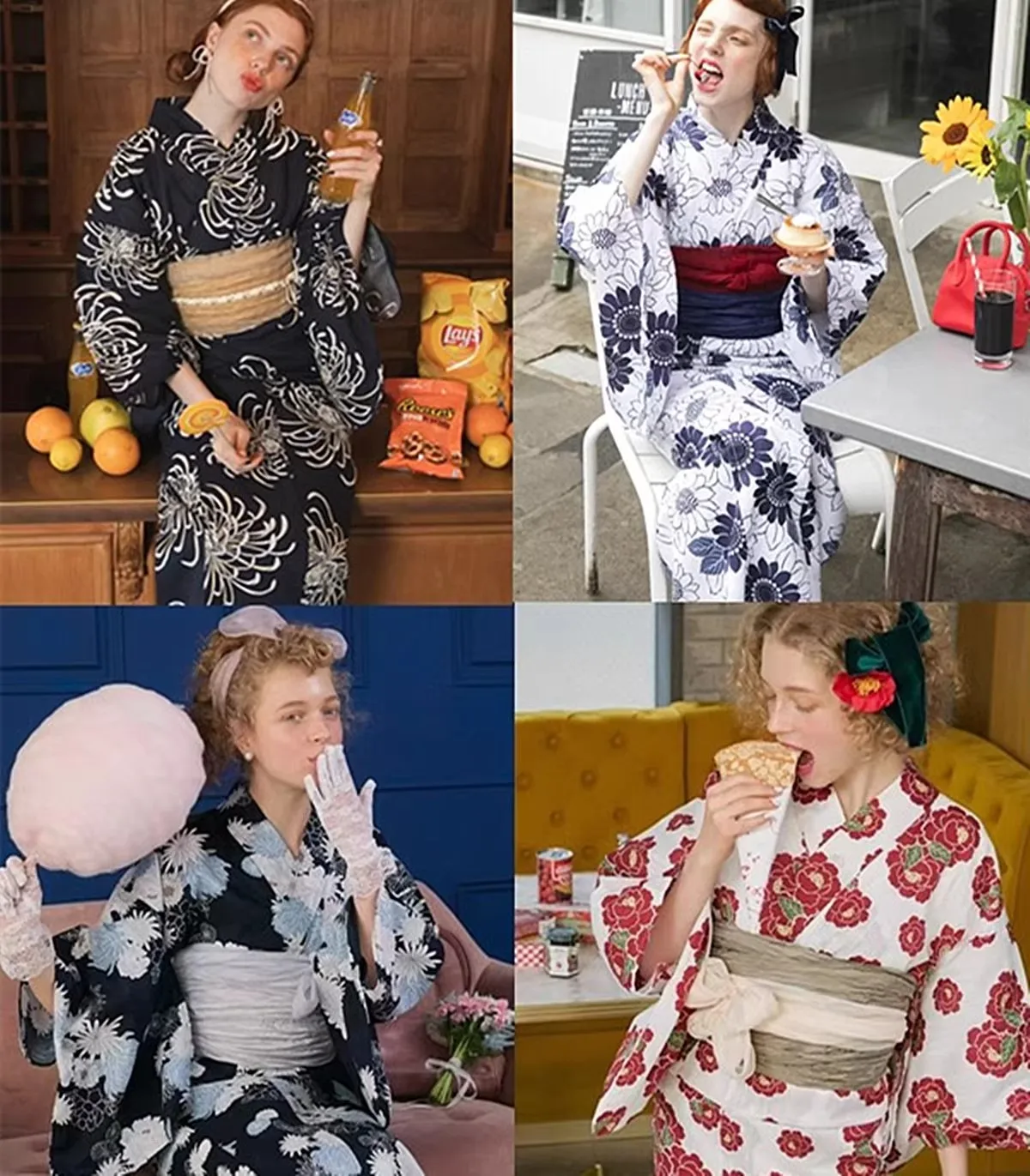 

Японское кимоно/юката для женщин: традиционная официальная одежда из чистого хлопка, для фотографий, путешествий и косплея в японском стиле.