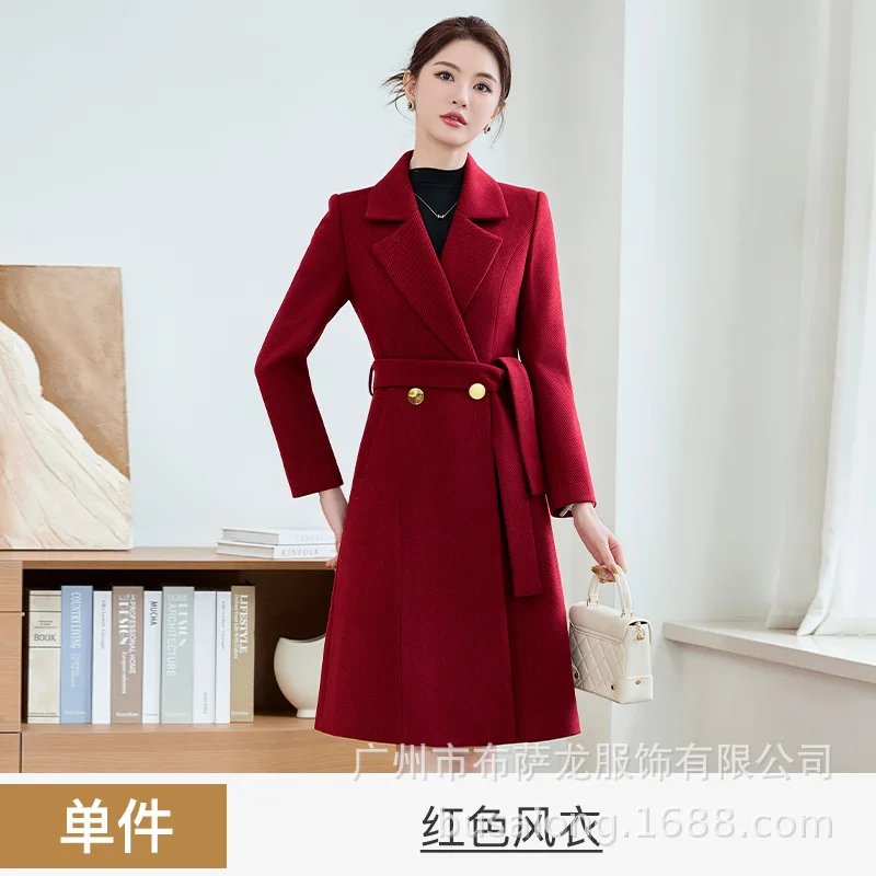 2025Bussalon Cappotto da donna nuovo Stile coreano Professionale di media lunghezza Colletto Trench Coat Workwear2617