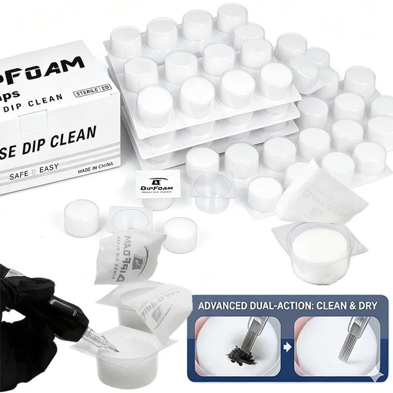 48/24/3PCS Disposable Tattoo Needle Dipping Wash Dip Foam Sponge Cups Tattoo Needle Tip Rinse Cleaning Caps Tattoo Accessories