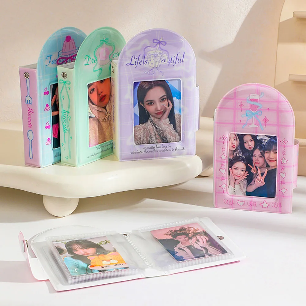 INS Ribbon Bowknot Photo Album 3 Inch Photocard Holder with Buckle Binder Picture Albums Korean Idol Photo Card Collect Book