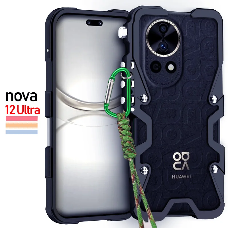 Imagem -03 - Metal Mecânico Bumper Case Braço para Huawei Telefone Shell Bolsa Capa para Nova 12 Lite 12i 12s Nova 11 Ultra Nova 10 Pro Nova se