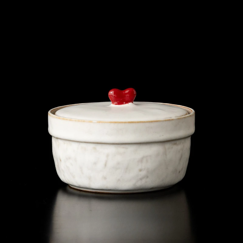 Creative Heart-shaped Water-jacketed Stew Pot with Covered Bowl, Home Microwave Ovenable Bento, Stewed Eggs Soup, Dessert Pot