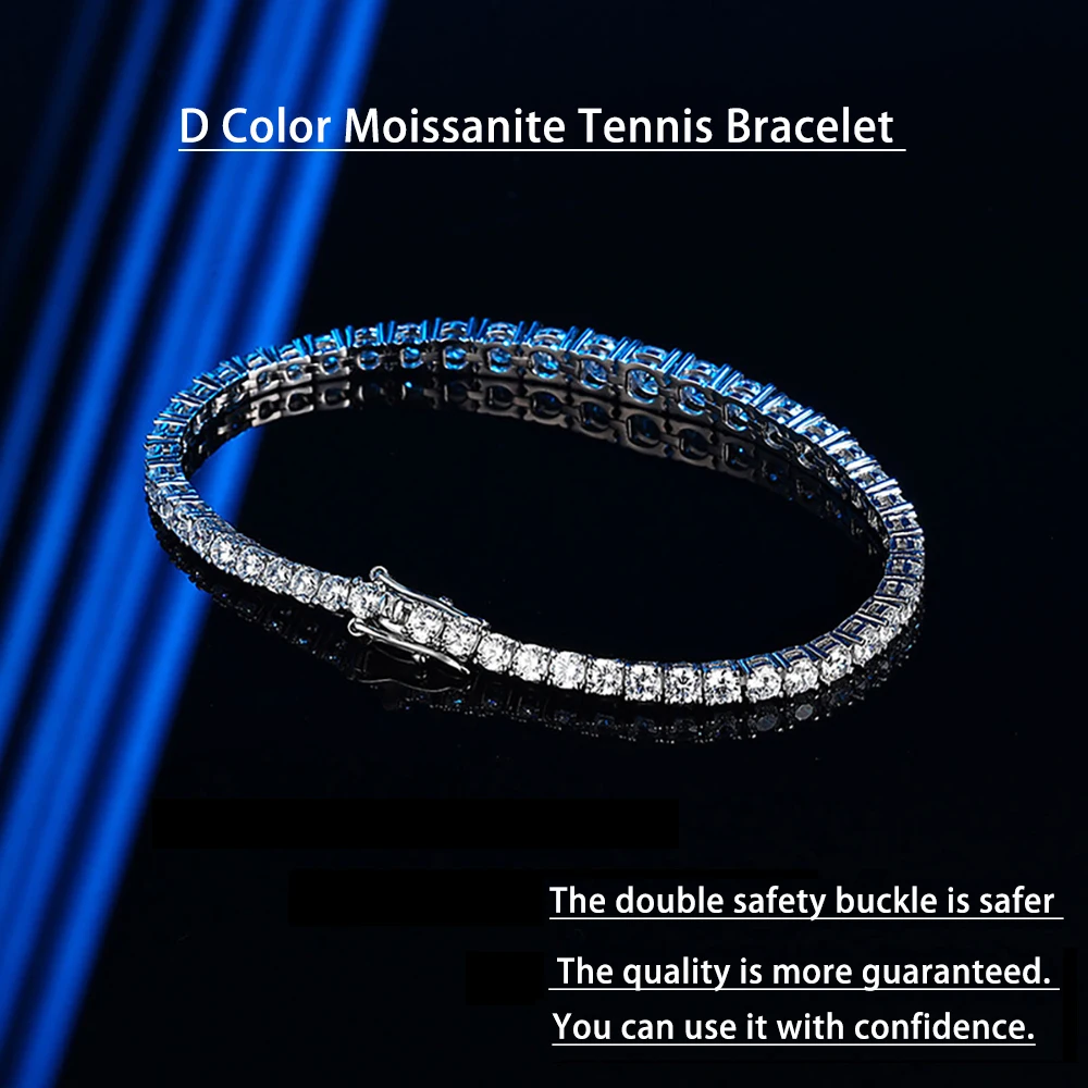 Serenity 3-5mm Graduated Size D Color Moissanite Tennis Bracelet For Women Man S925 Silver Bracelet Hand Chain Anniversary Gift