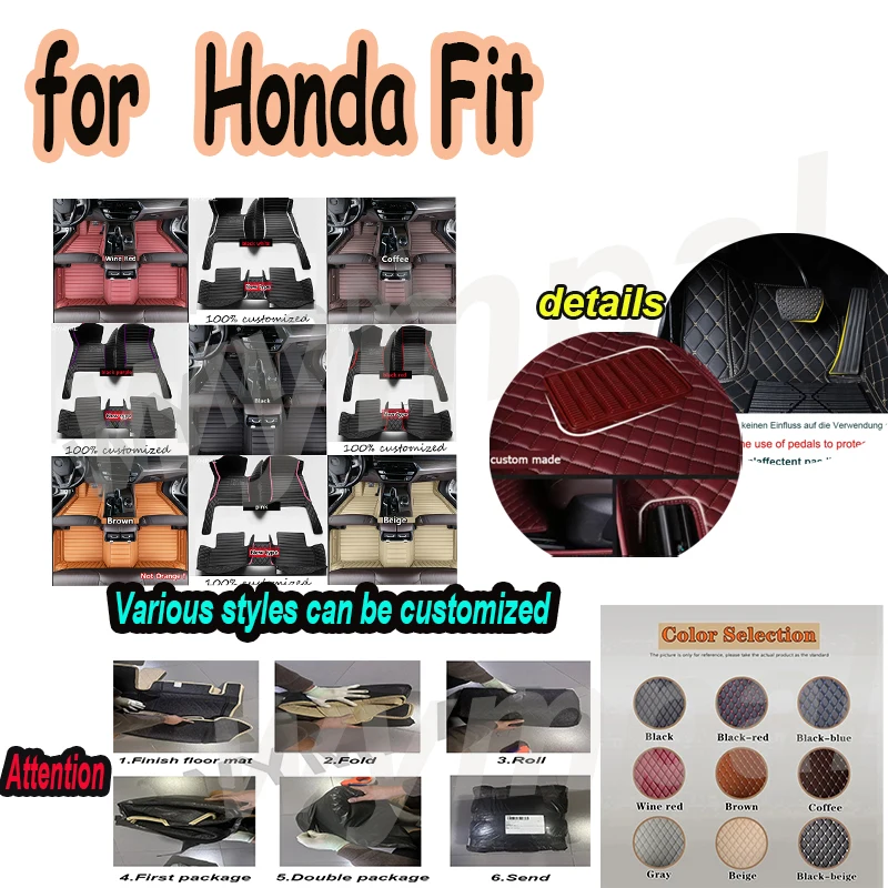 

Роскошный автомобильный коврик из искусственной кожи на заказ для Honda Fit 2008 2009 2010 2011 2012 2013, защита салона вашего автомобиля