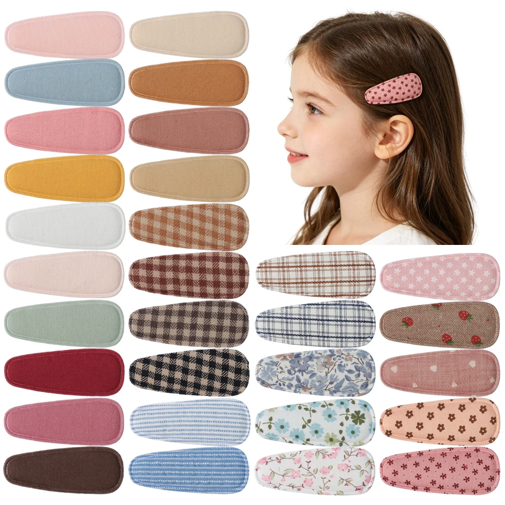 1 Lot Cute Fabric Printed Droplet BB Hair Clip Children Girls' Bangs Fixed Edge Clip Party Decoration Kids Hair Accessories Gift
