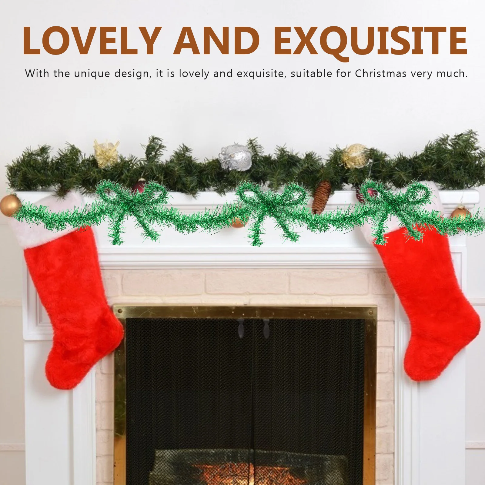 

2pcs 2 Rolls Tinsel Garland Christmas Shiny Decoration Diy Ribbon For Xmas Tree Party Supply Festival Hanging Pendant