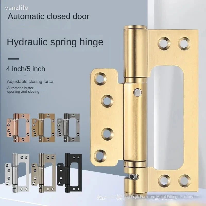 Invisible Door Hinges Stainless Steel Spring Butt Hinge Automatic Rebound Folding Damping Folding Positioning Closed Hinge