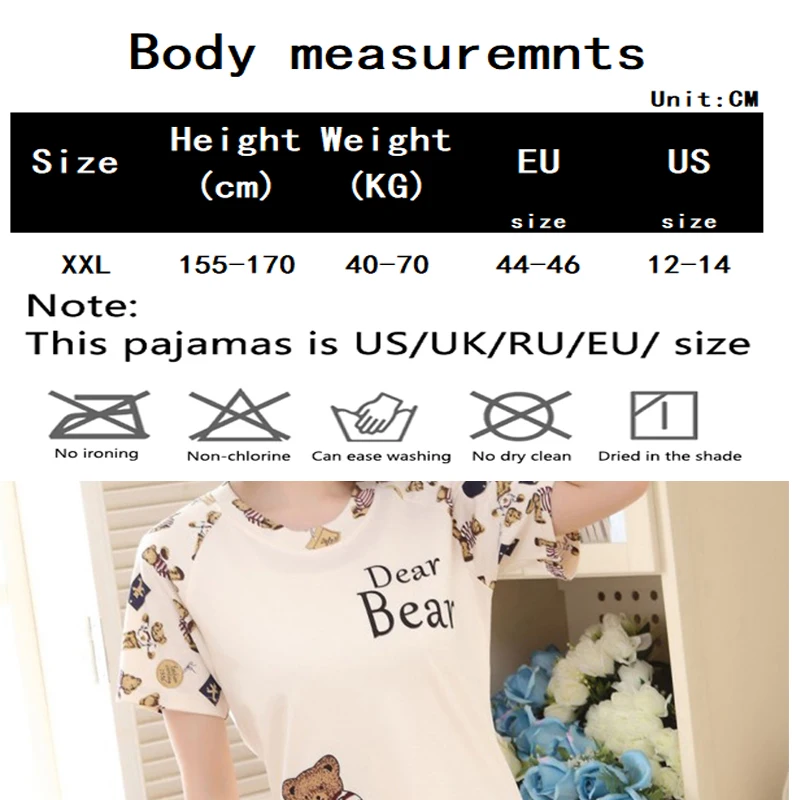 Women\'s Summer Two-Piece Pajamas Short-Sleeved O-Neck Tops Shorts Girls Homewear Loose Thin Section Soft Elastic Student Pajamas