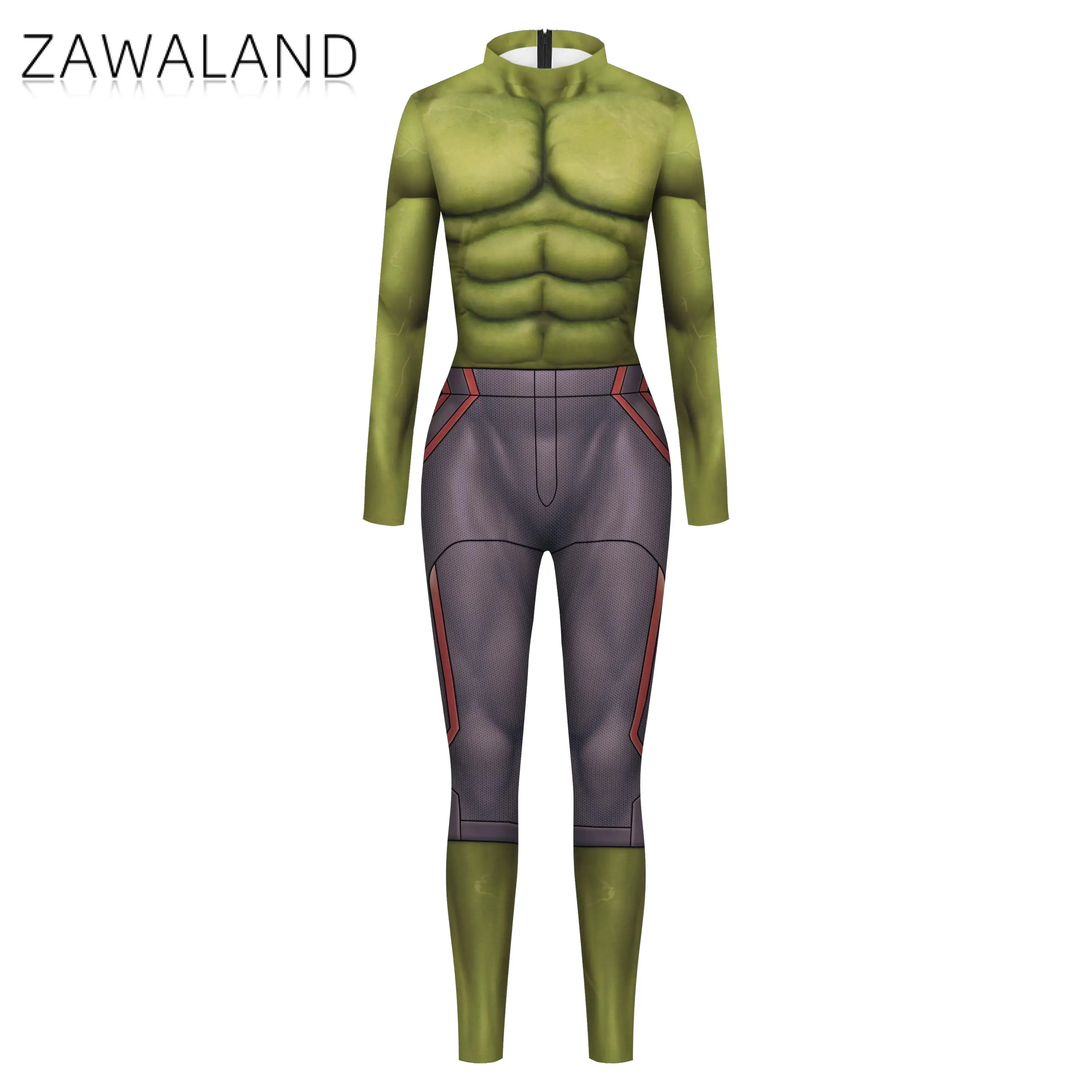 Zawaland mono con estampado muscular de película 3D para hombre, Catsuit Zentai, disfraces de Cosplay, actuación de Halloween