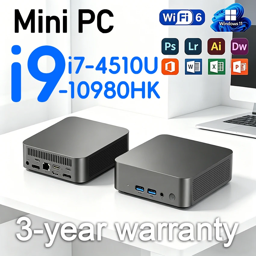 

【3 year warranty】 MINI PC Windows 11 Core i7 4510U i9 10980HK 16GB 32GB RAM 1TB SSD Gaming office study computer gamer desktop