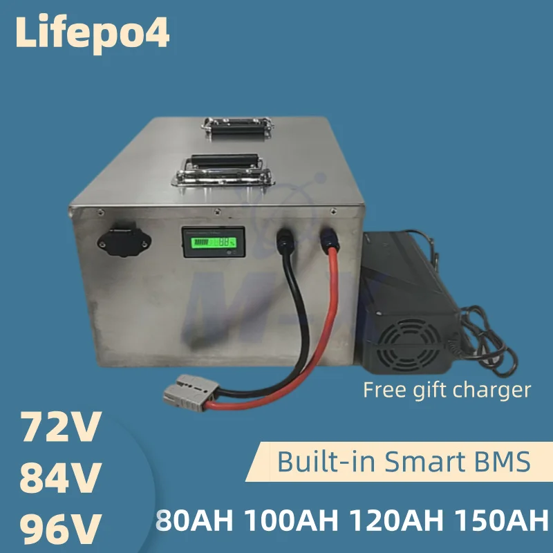 

LIFEPO4 battery 72V 84V 96V 80AH 100AH 150AH iron phosphate battery pack with BMS for 7000W EV RV AGV Golf Cart,Eagle Motorcyc
