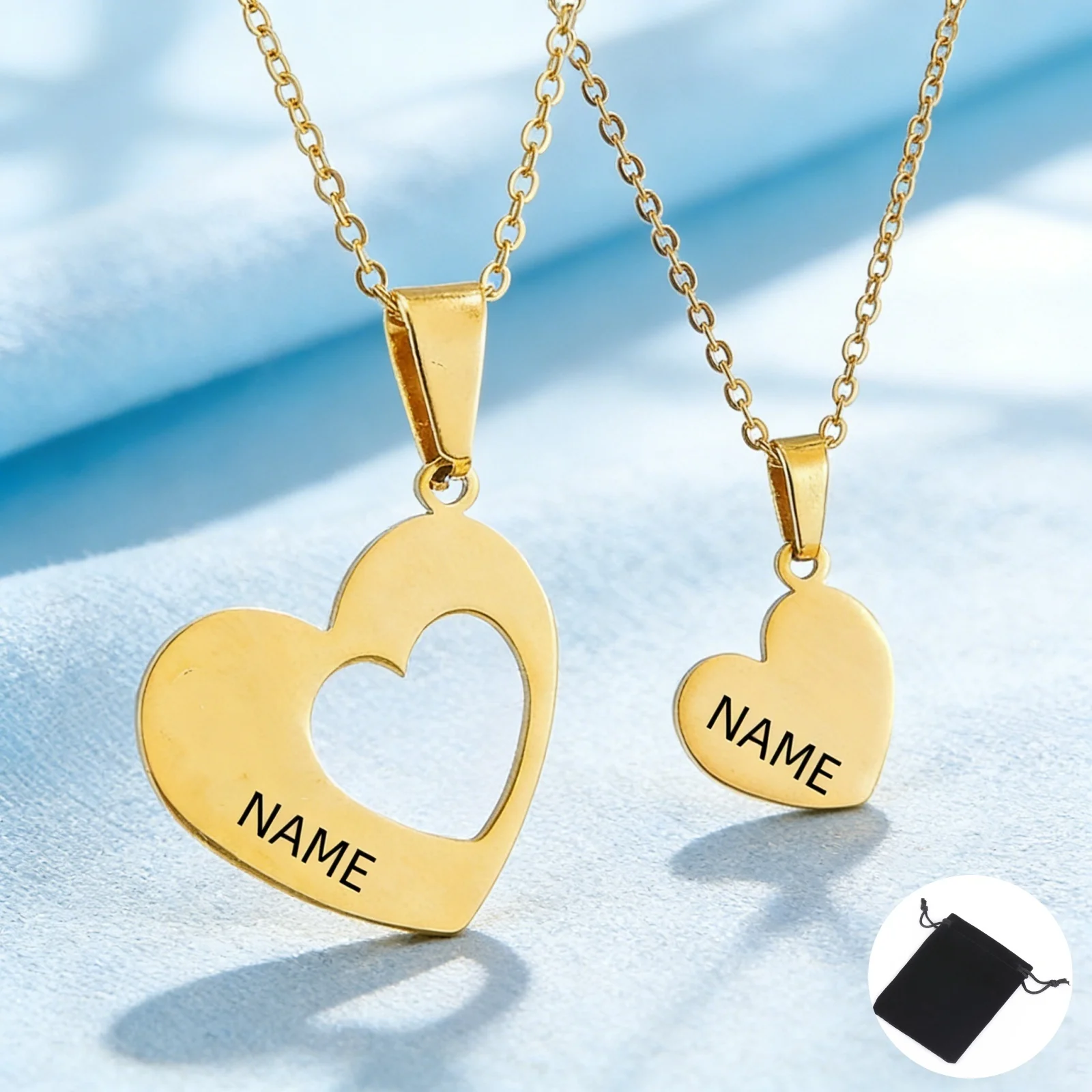 Customized Name Text Love Matching Necklace Stainless Steel Romantic Love Neck Chain Valentine's Day Gift