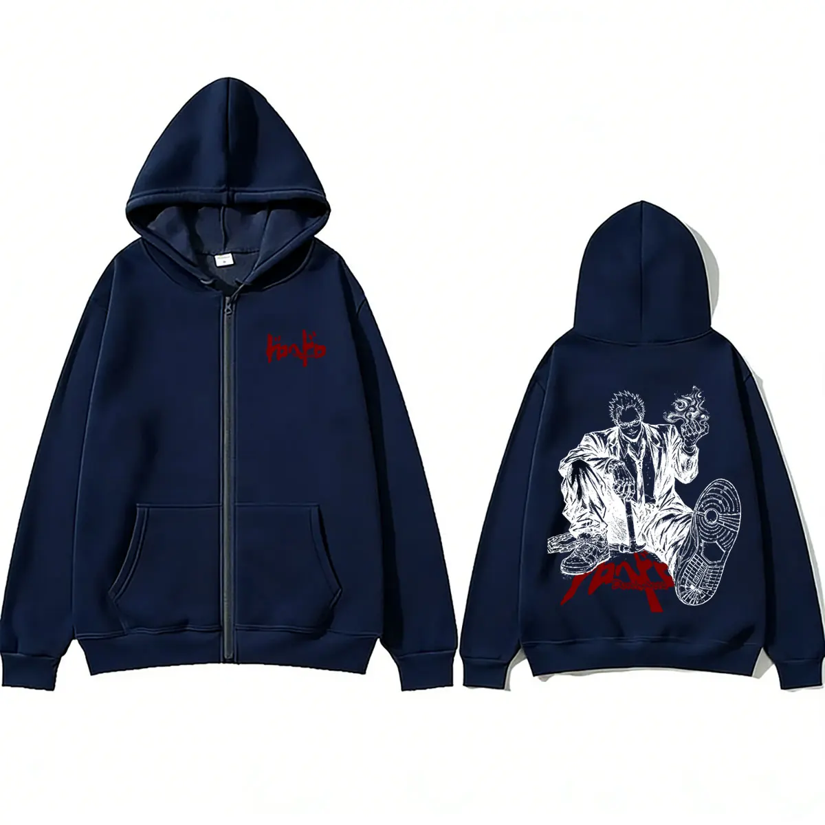 Anime Dorohedoro Shin ‌ Merch Zipper Hoodie für Männer und Frauen, Manga Vintage Zip-Up Jacke, Herren 90er Rock Gothic Horror Zip-Up Sweatshirt – Detail 4