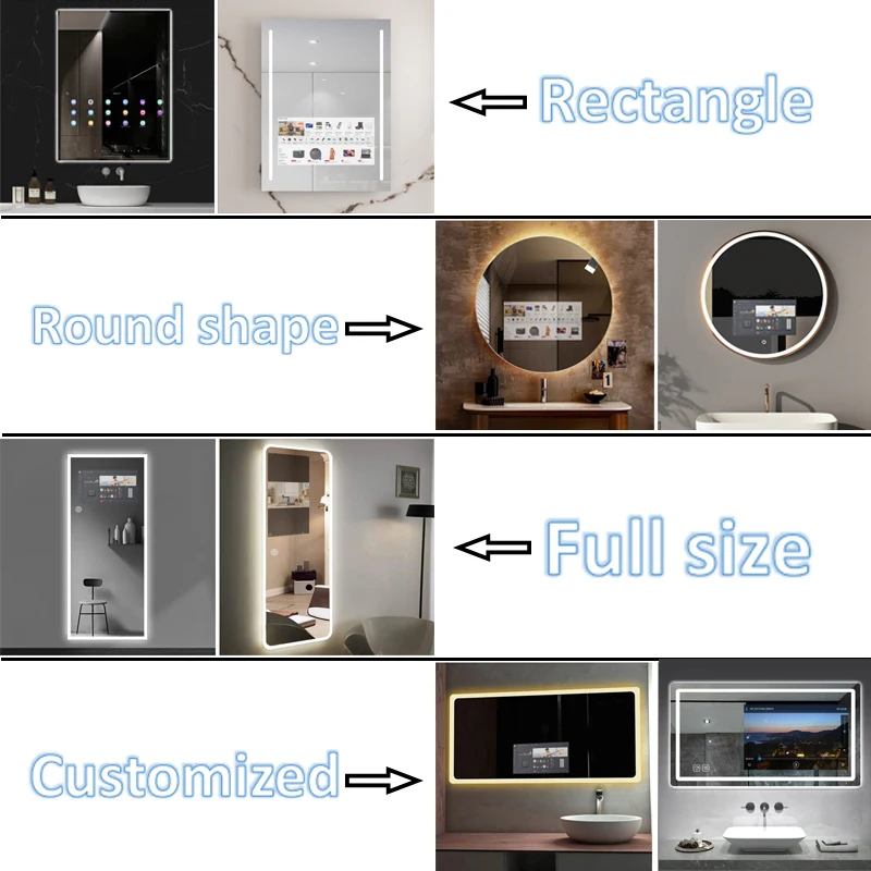 Оптовая продажа с фабрики умное зеркало для ванной комнаты противотуманное волшебное зеркало для ванной комнаты со светодиодной подсветкой Android WIFI умное зеркало для ванной комнаты ТВ