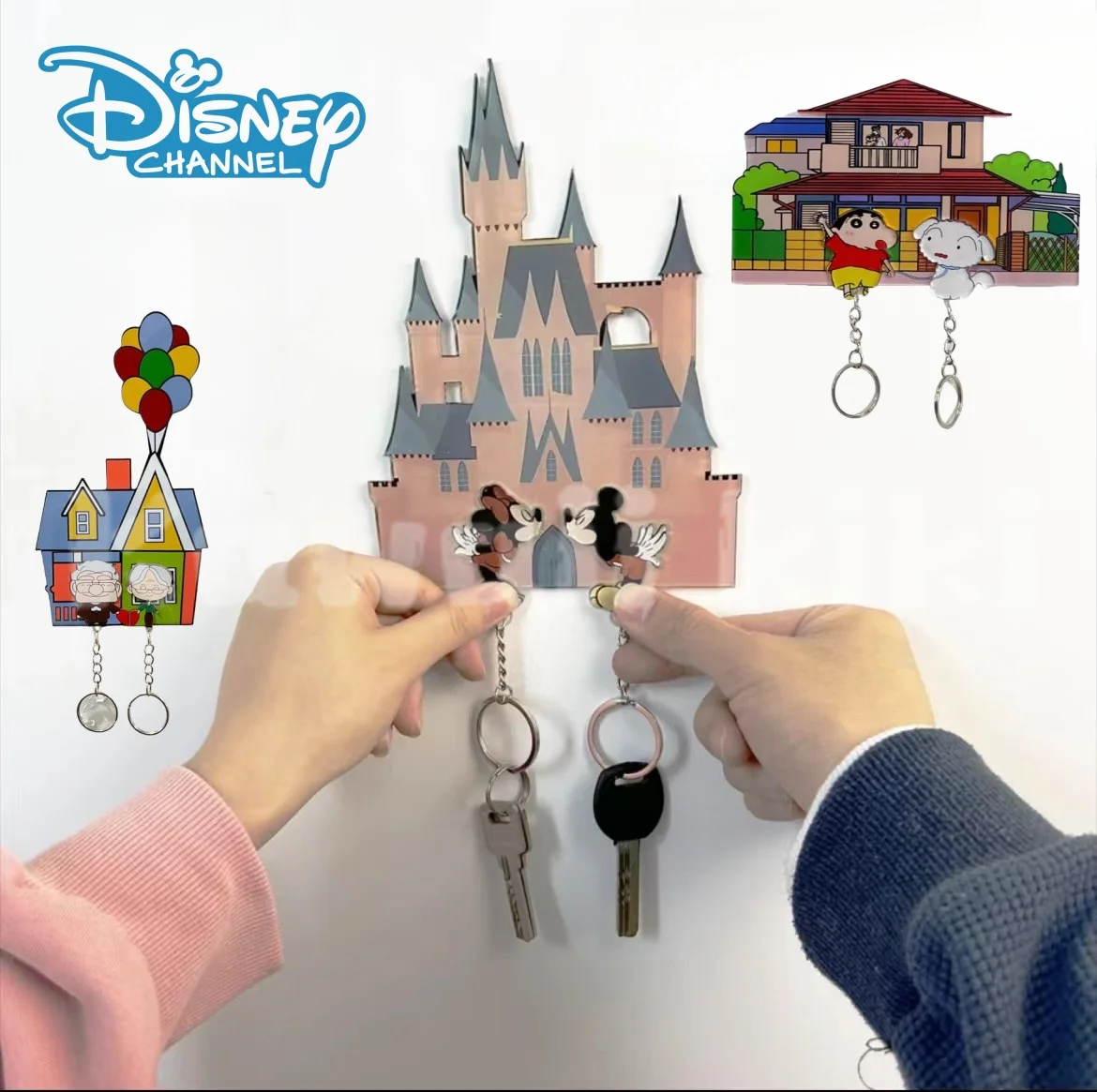 

Disney Mickey Mouse Keychain Holder Cartoon Acrylic Refrigerator Entry Door Decoration Key Pendant Key Loss Prevention Hanger