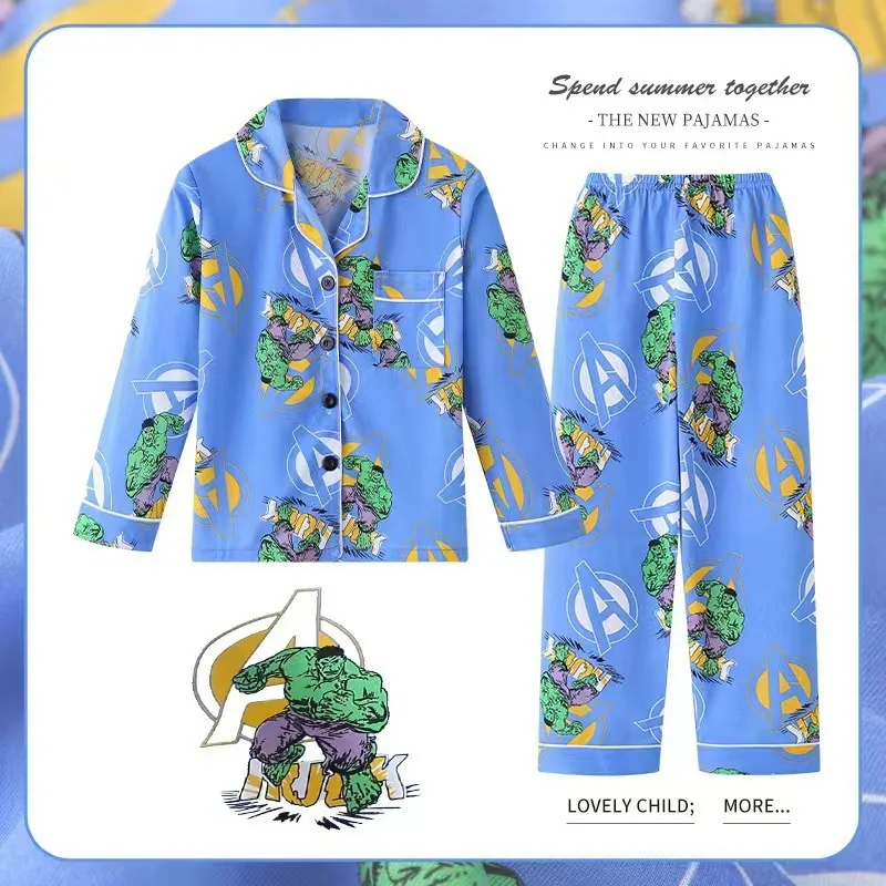 Marvel Superhero Pajama Sets Collar Cardigan Textured Comfortable Nightwear Set Popular Comfy Soft Print Indoor Clothing Autumn