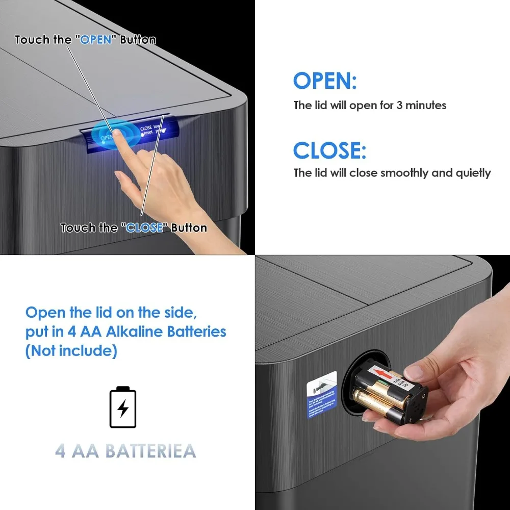 Stainless Steel Touchless Smart Trash Can, Motion Sensor Butterfly Lid & Storage Bag,21.1Gal, Custom
