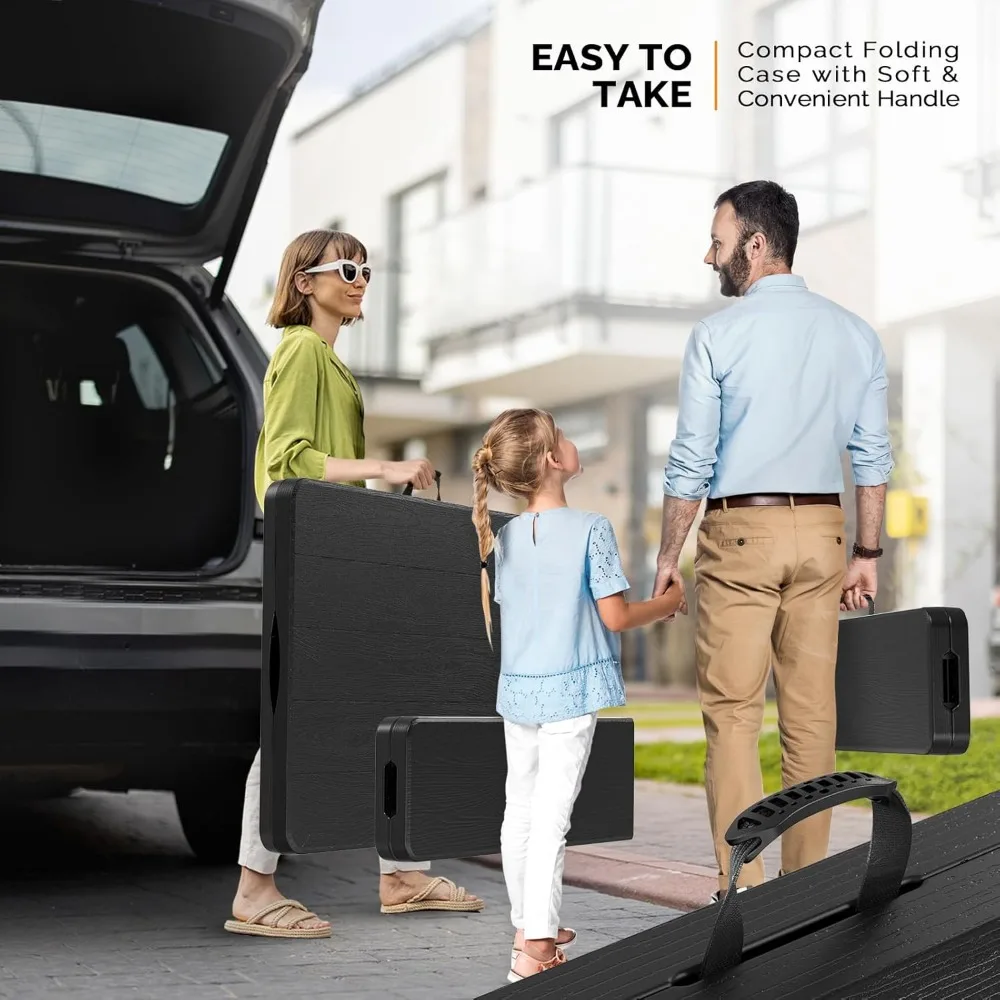 طقم طاولة نزهة قابلة للطي مع مقعدين، أثاث للتخييم في الهواء الطلق بطول 6 أقدام، طقم كراسي طاولة محمولة مكون من 3 قطع للاستخدام الداخلي والخارجي #6