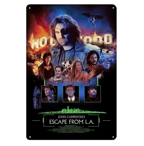 Placa de Metal Decorativa do Filme Escape From L.A. com Kurt Russell - 20x30cm - Alumínio