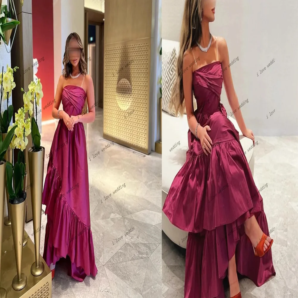 

Fuchsia Strapless Prom Dresses 2025 A-Line Elegant Wedding Party Dress For Women Pleated Long Women Party Dress Gala Customized