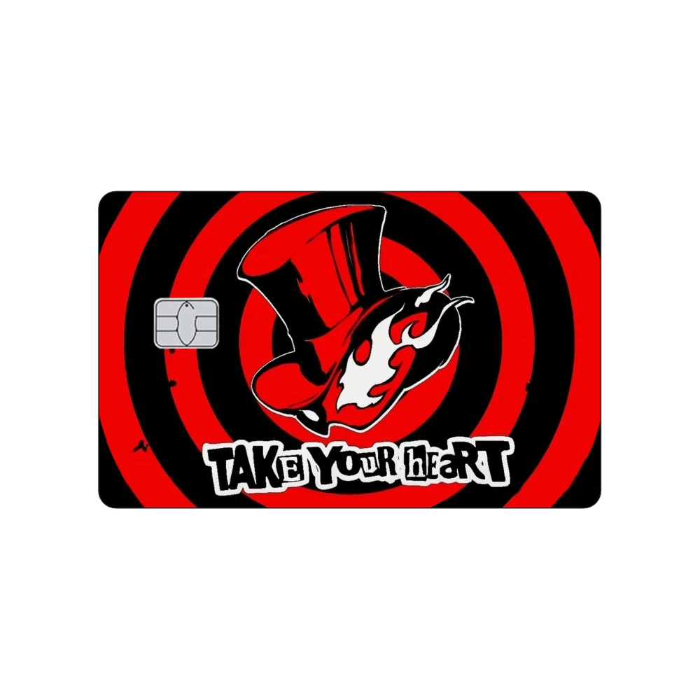 لعبة P5 بطاقة الائتمان الجلد ملصق أنيمي بيرسونا تاكاماكي ملصقات غير لامعة ل VISA JCB MasterCard وغيرها من البطاقة المغناطيسية IC #4