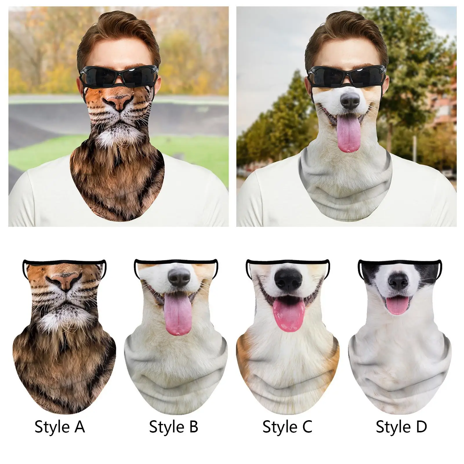 Neck Gaiter Face Mask with Ear Loops Windproof Comfortable Polyester Breathable Bandana Scarf Face Cover for Adult and Teenager