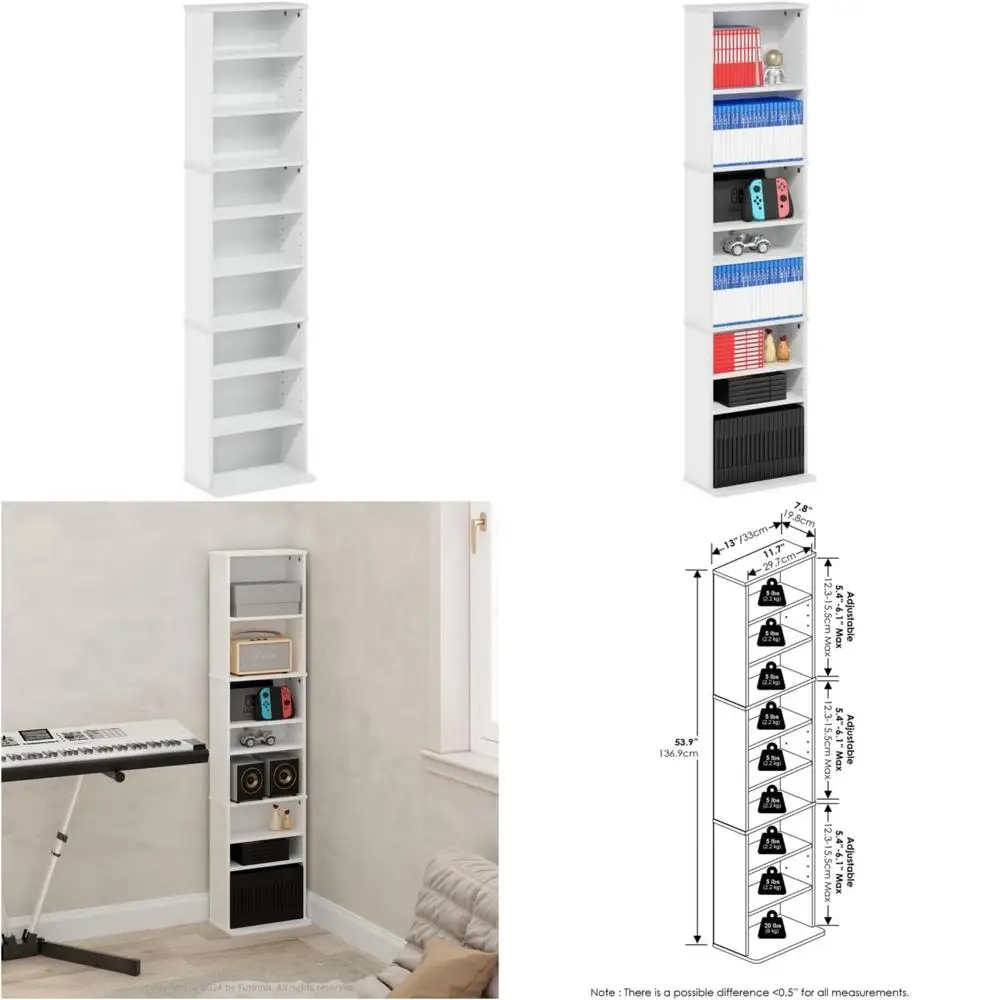 برج تخزين متعدد الوسائط متعدد الاستخدامات مع أرفف قابلة للتعديل لأقراص DVD والأقراص المضغوطة وحلول تنظيم الوسائط الواسعة #1
