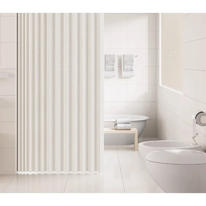 

Bathroom folding shower curtain non-punching invisible magnetic attraction waterproof and mildew-proof