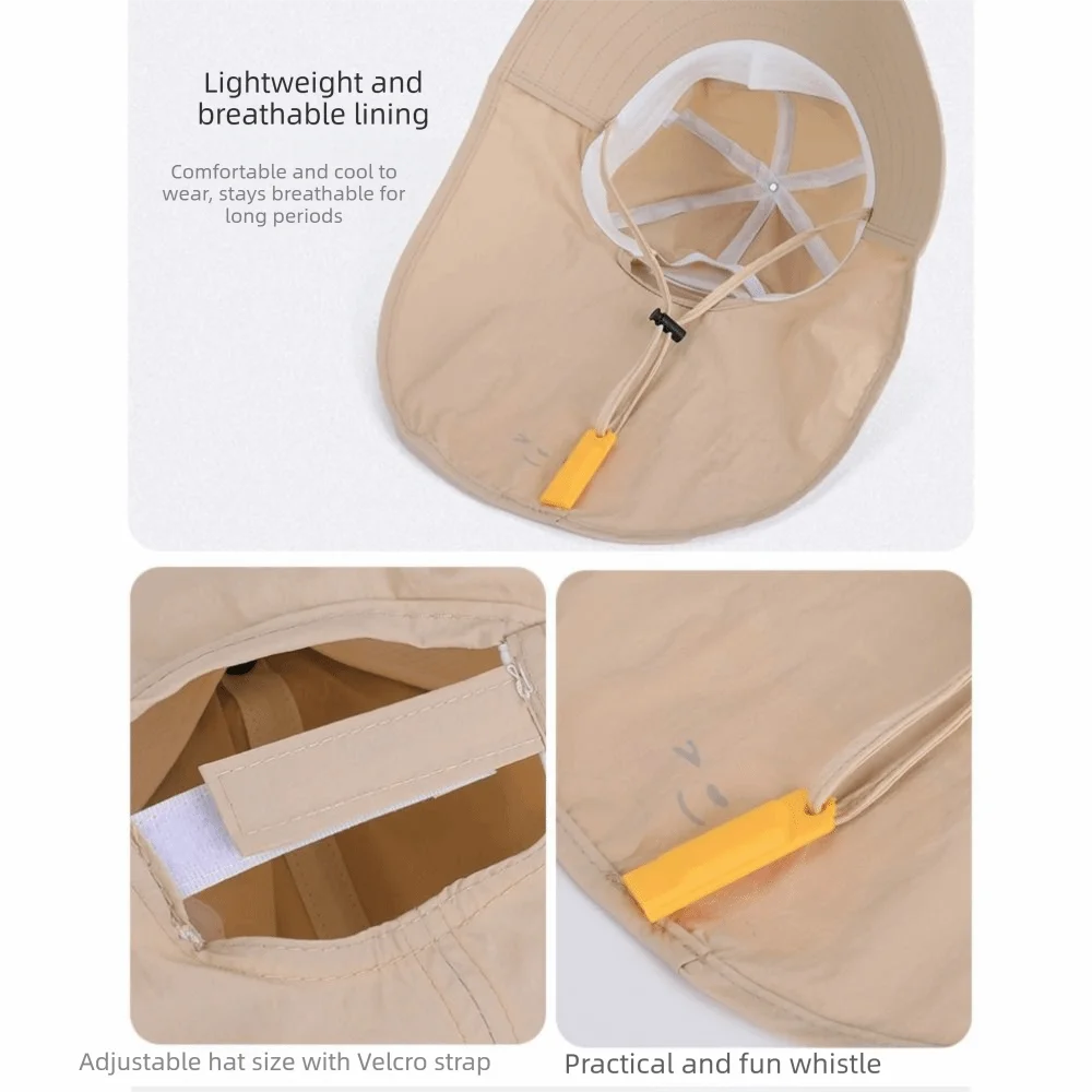 

Big Brim Children's Sun Hat Sun Protection Foldable Children Beach Cap Neck Cover UV Resistant Whistle Sunglasses Sunscreen Hat