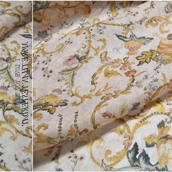 Vintage Trendy French Style Silk Linen Fabric Hemp Flowers Shiny Woven Mulberry for  Men Women Dress Cloth Kimono