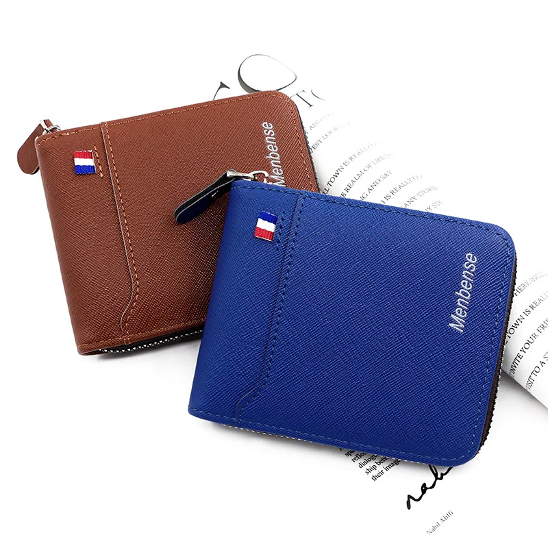 New Men\'s Wallet Short Korean Style Men\'s Zipper Bag Coin Pocket Card Holder Party Bag for Man Credit Card Holder Rfid Wallet