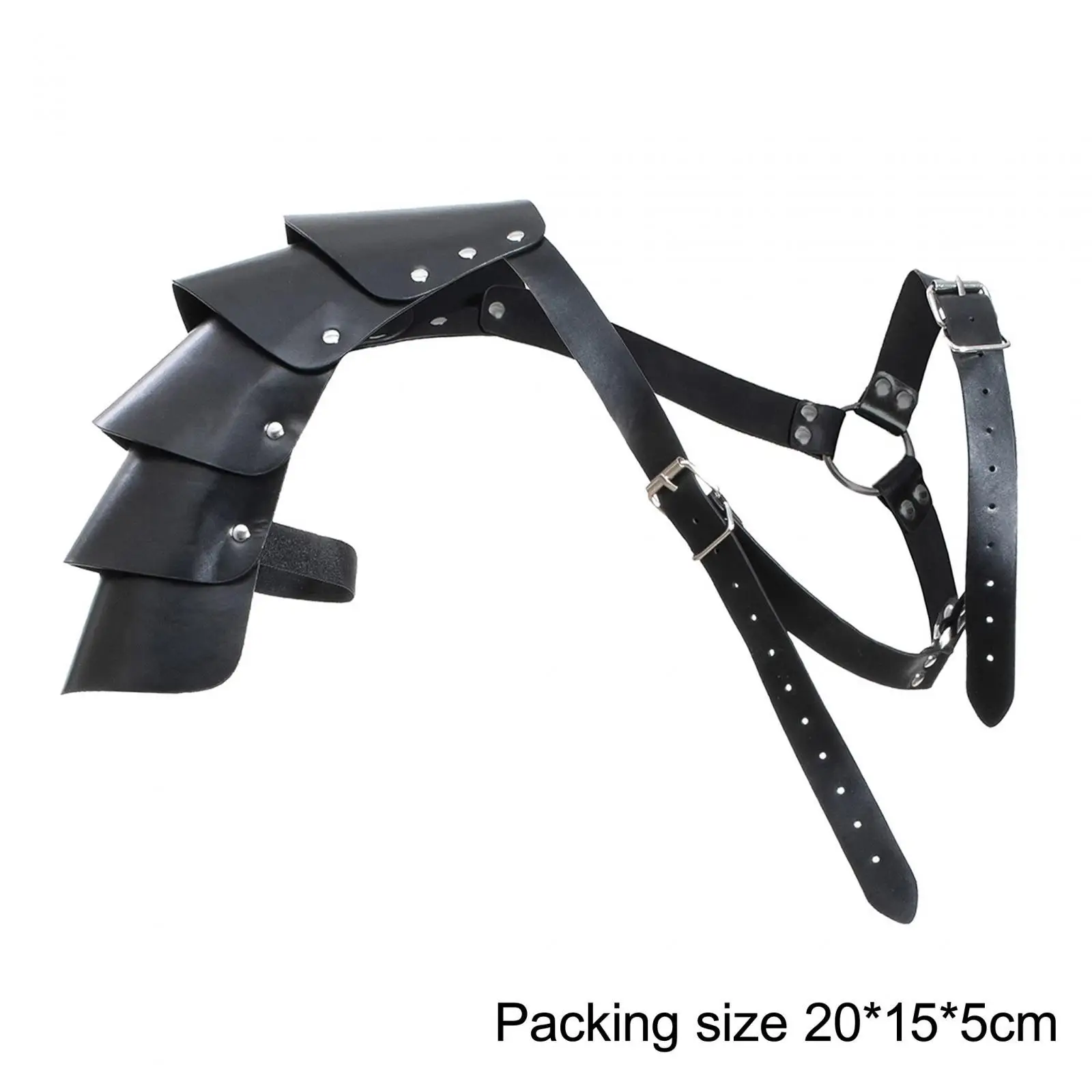 Armadura de ombro de couro PU preto fantasia steampunk medieval capa de encolher de ombros ajustável para festa de Halloween homens mulheres