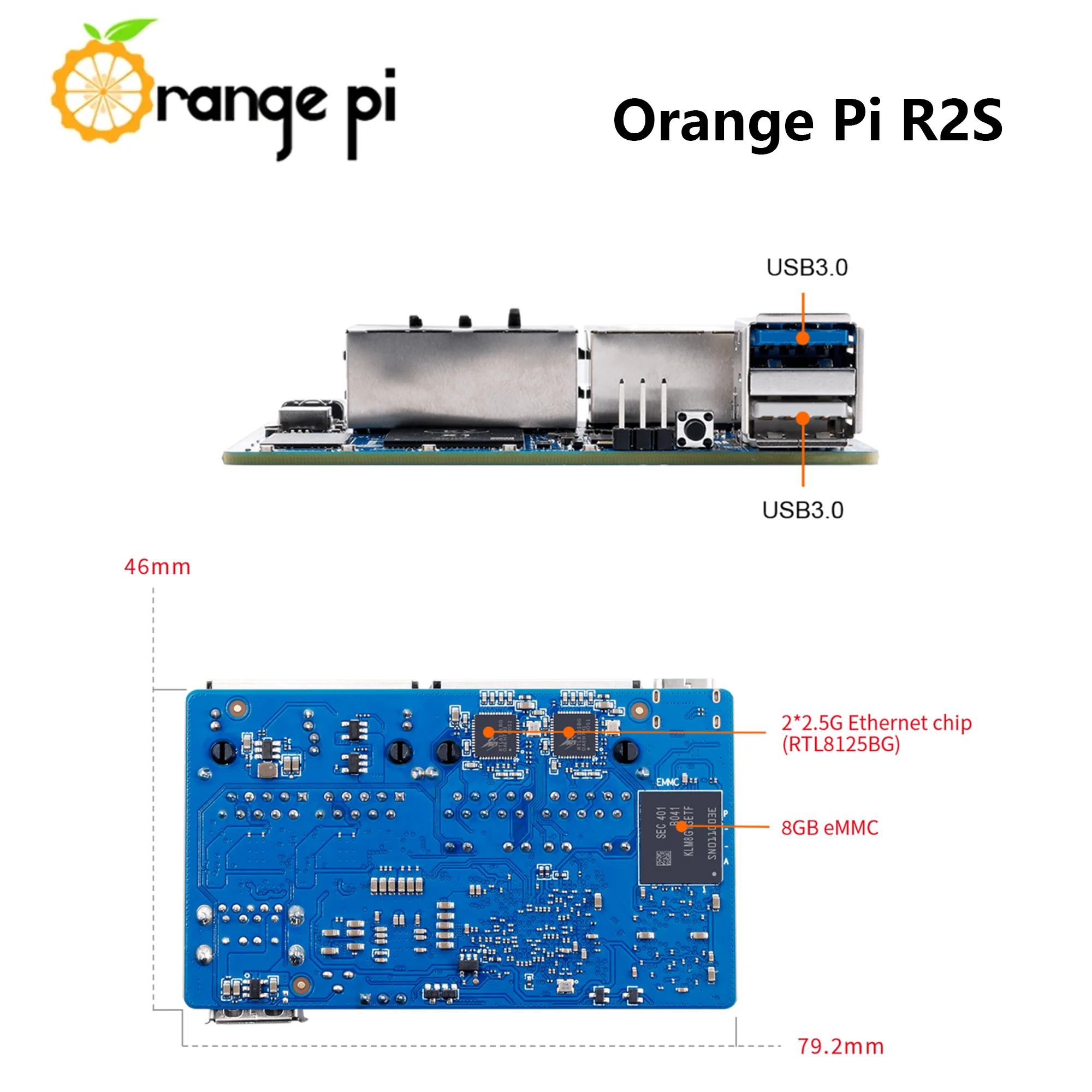 Orange Pi R2S X1 8コアRISC-V AI CPU 2TOPS開発ボード