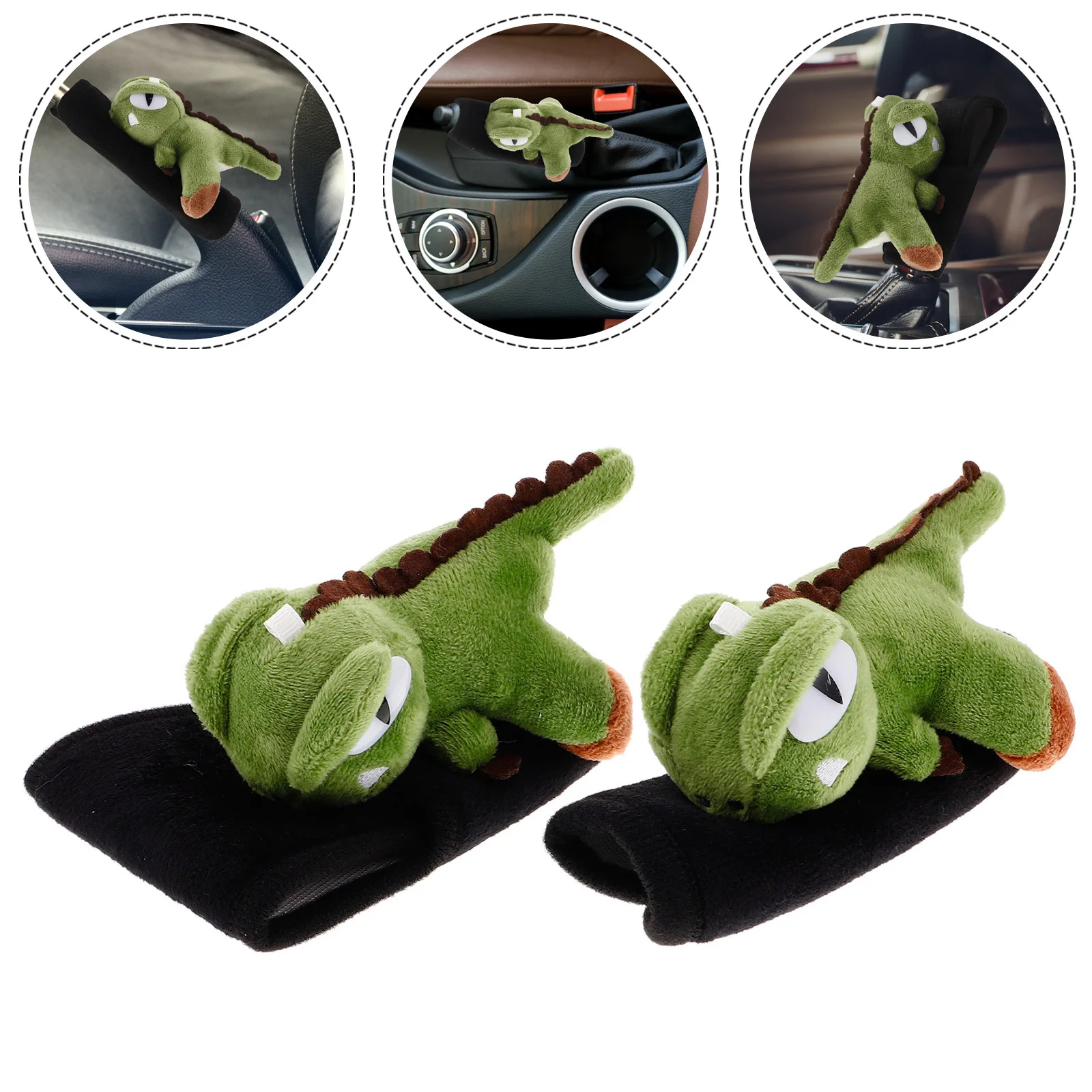 

2Pcs Car Gear Shift Knob Hoodie Cute Dinosaur Cartoon Design Gear Shifter Cover Universal Stick Protector Car