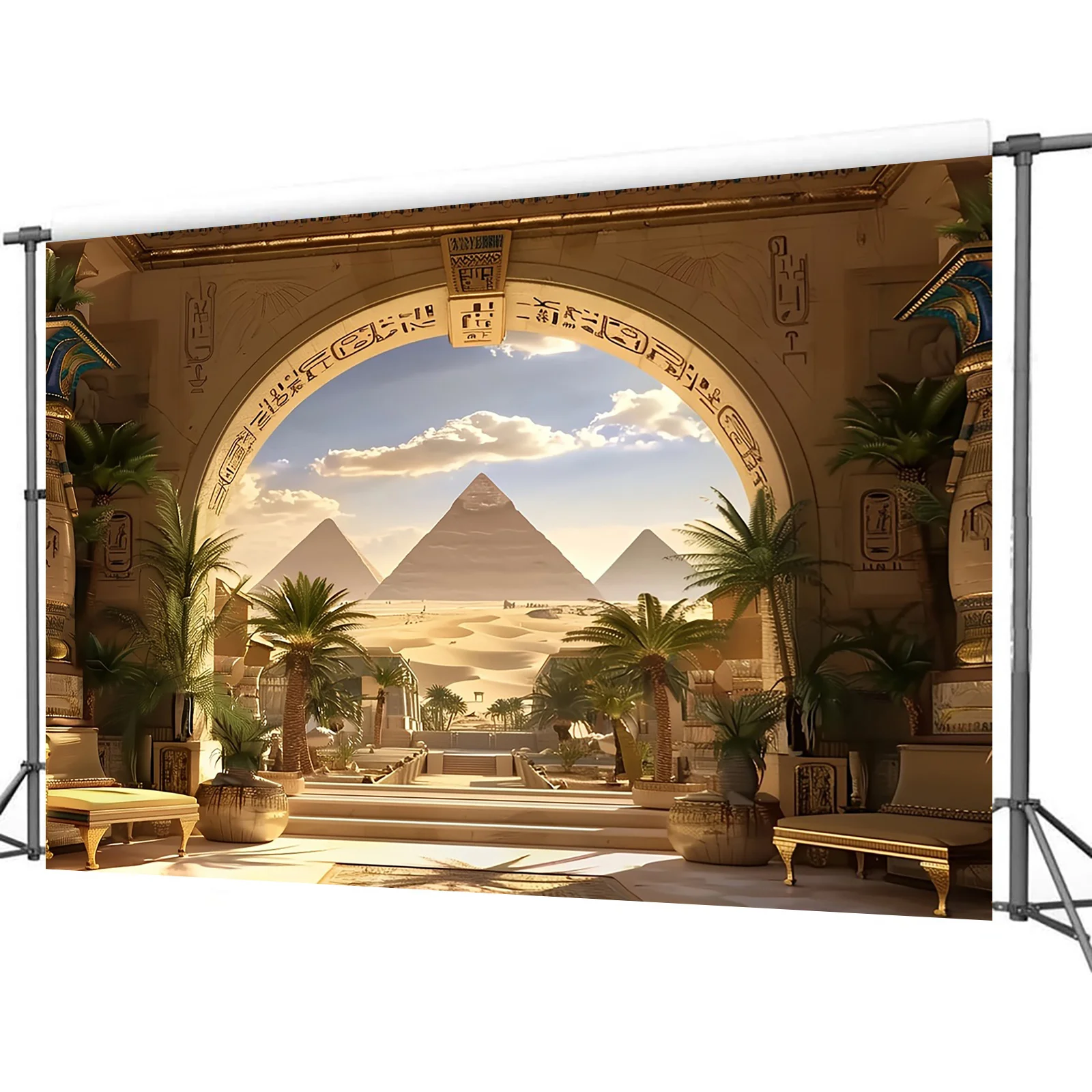 Ancient Egyptian Pyramids Tapestry – Desert Architecture Party Backdrop & Multipurpose Photography Banner