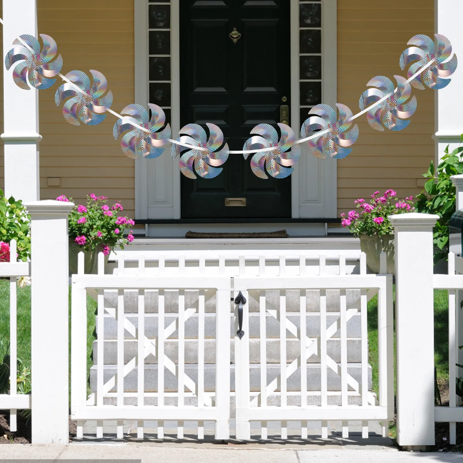 

1Set Pinwheels Reflective Decorative String 10M Bird Blinder Outdoor Garden Yard Sparkly Whirlwind