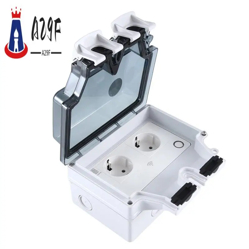 

A29F-Tuya Wall Electrical Sockets Ip66 Waterproof Power Socket With Cover Wifi Plug EU Standard Outdoor Rainproof