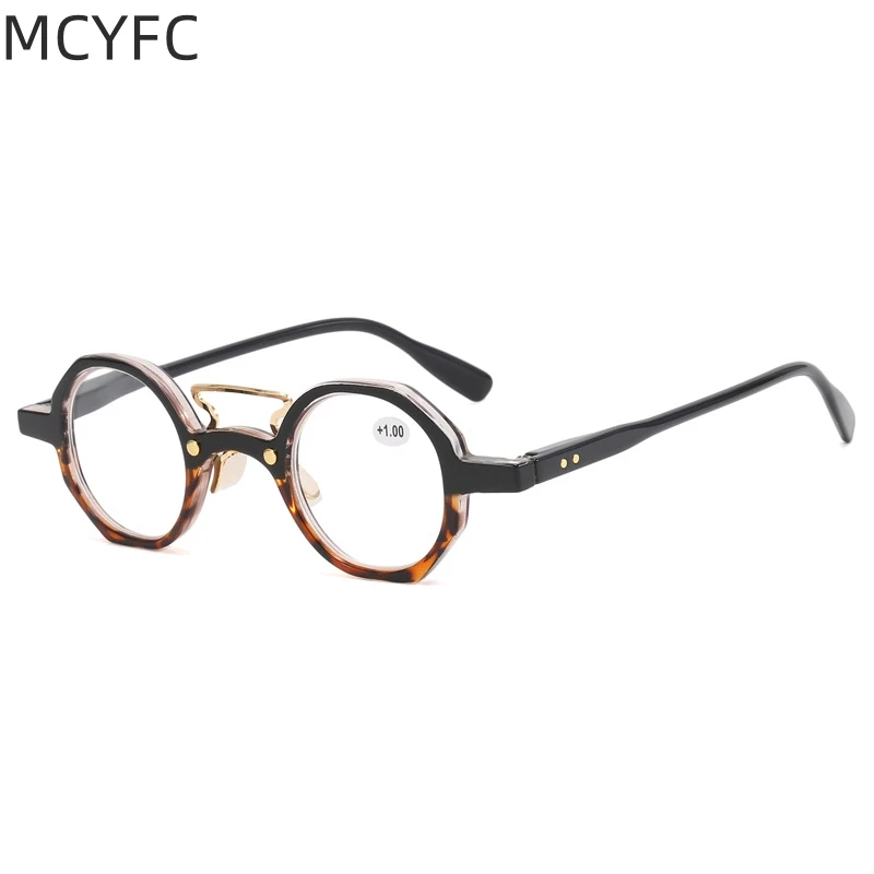 MCYFC Retro Round Reading Glasses for Men and Women PC Material Black Blue Elder Read Eyeglasses Anti Blue Light and Clear Lens