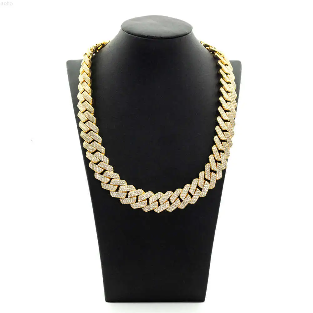 15mm 3 Row Miami Iced Out Moissanite Cuban Real Karat Solid Gold Filled Cuban Link Chain 14k Gold