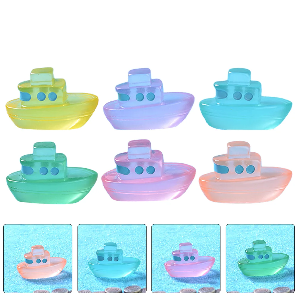 12 Pcs Micro Landscape Cruise Miniature Boat Decor Tank Toy Resin Ornament Figurines House Boats Miniatures