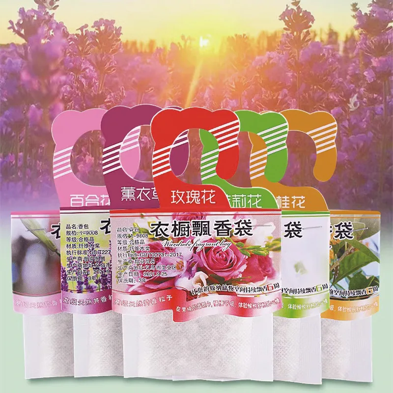 5pcs Wardrobe Fragrance Sachets Smell Incense Hanging Decor Odor Removal Rose Jasmine Lavender Scent Air Freshener for Home Car