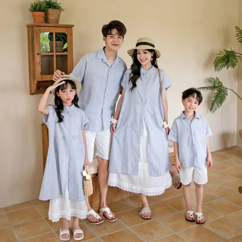 Holiday Look Summer Family Matching Clothing for Couples Mother Father and Son Daughter Clothes Fashion Mom and Children Outfits