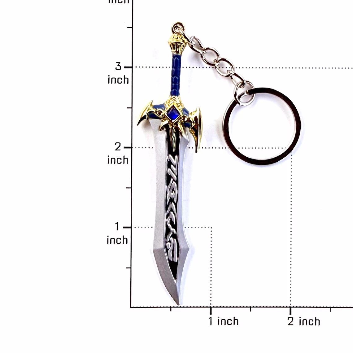 Anime Frostmourne Kuiersaila Ashbringer Xue Hou Schlüsselanhänger | Mini Metall-Schafskopf Löwenkopf Modell Schwert König Lich Llane Anhänger – Detail 8