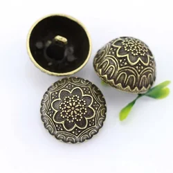 10 Pieces/Bag Multi Size Metal Bronze Mushroom Engraved Vintage Buttons Women's Men's Trench Coat Coat Decorative Buttons