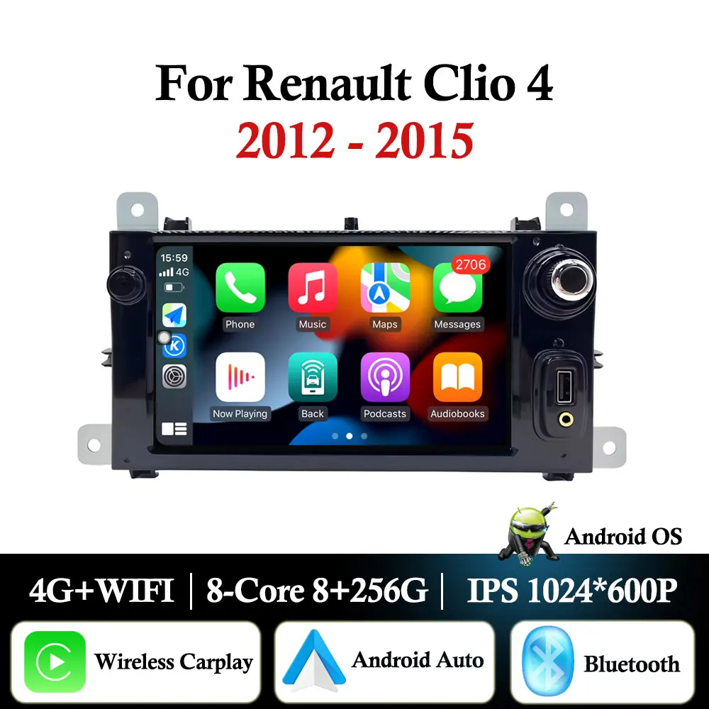7inch Wireless Carplay for Renault Clio 4 Clio IV 2012 - 2015 Android 16 Car Radio GPS Navi DSP Stereo Bluetooth WiFi DSP Stereo