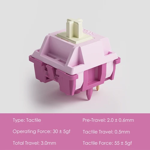 Imagen 2 del producto Akko V3 Creamy Purple Pro Switch Interruptor táctil 30gf de 5 pines compatible con teclado mecánico MX (45 piezas)