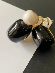 Brass Real Natural Pearl Geo Earrings Women Jewelry Punk Party T Show Gown Runway Trendy Korean Japan Israel Style INS
