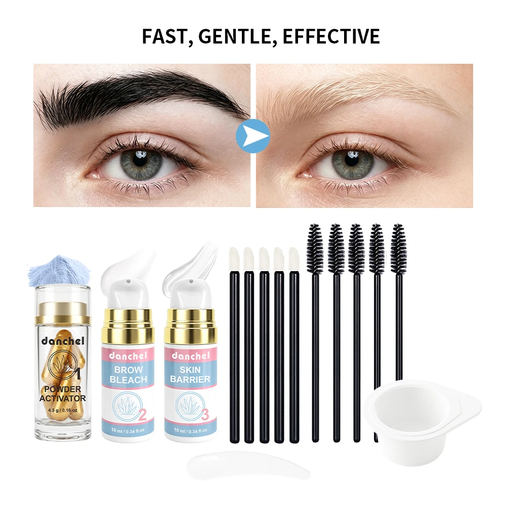 DIY Home Eyebrow Bleaching Kit Gentle Brow Bleach Lightener Professional Beauty Tool For Dark Natural Eyebrows Dye Bleaching Set